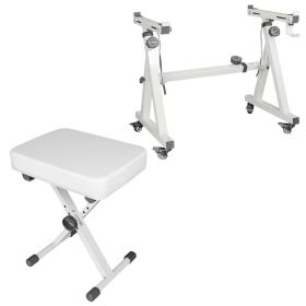 5 Core Keyboard Stand Adjustable z Style Piano Riser + Keyboard Piano Bench : KS Z1 WH HD WHLS+KBB WH HD