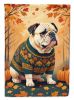 White English Bulldog Fall House Flag Large Porch Sleeve Pole Decorative Outside Yard Banner Artwork Wall Hanging, Polyester, House Size, Multicolor