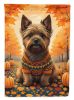 Cairn Terrier Fall House Flag Large Porch Sleeve Pole Decorative Outside Yard Banner Artwork Wall Hanging, Polyester, House Size, Multicolor