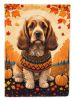 Cocker Spaniel Fall House Flag Large Porch Sleeve Pole Decorative Outside Yard Banner Artwork Wall Hanging, Polyester, House Size, Multicolor
