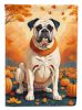 White Boxer Fall House Flag Large Porch Sleeve Pole Decorative Outside Yard Banner Artwork Wall Hanging, Polyester, House Size, Multicolor