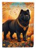 Black Chow Chow Fall House Flag Large Porch Sleeve Pole Decorative Outside Yard Banner Artwork Wall Hanging, Polyester, House Size, Multicolor
