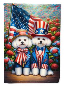 All American Bichon Frise Garden Flag Mailbox Flag Decorative Yard Flag Banner Outside Patio Artwork Yard Flower Beds, Garden Size, Multicolor