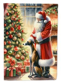 Greyhound and Santa Claus Garden Flag Mailbox Flag Decorative Yard Flag Banner Outside Patio Artwork Yard Flower Beds, Garden Size, Multicolor