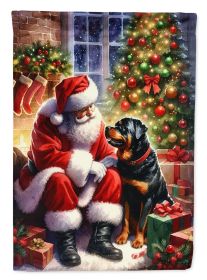 Rottweiler and Santa Claus Garden Flag Mailbox Flag Decorative Yard Flag Banner Outside Patio Artwork Yard Flower Beds, Garden Size, Multicolor