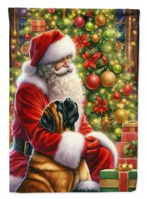 Mastiff and Santa Claus Garden Flag Mailbox Flag Decorative Yard Flag Banner Outside Patio Artwork Yard Flower Beds, Garden Size, Multicolor
