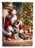 Norwegian Elkhound and Santa Claus Garden Flag Mailbox Flag Decorative Yard Flag Banner Outside Patio Artwork Yard Flower Beds, Garden Size