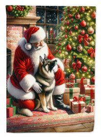 Norwegian Elkhound and Santa Claus Garden Flag Mailbox Flag Decorative Yard Flag Banner Outside Patio Artwork Yard Flower Beds, Garden Size