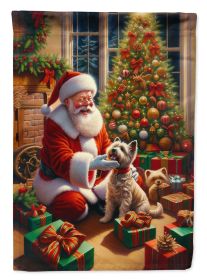 Cairn Terrier and Santa Claus Garden Flag Mailbox Flag Decorative Yard Flag Banner Outside Patio Artwork Yard Flower Beds, Garden Size, Multicolor