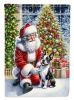 Boston Terrier and Santa Claus Garden Flag Mailbox Flag Decorative Yard Flag Banner Outside Patio Artwork Yard Flower Beds, Garden Size, Multicolor