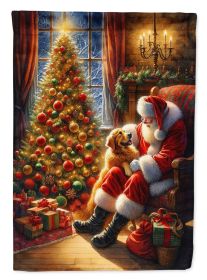 Golden Retriever and Santa Claus Garden Flag Mailbox Flag Decorative Yard Flag Banner Outside Patio Artwork Yard Flower Beds, Garden Size, Multicolor