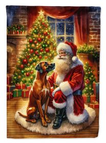 Rhodesian Ridgeback and Santa Claus Garden Flag Mailbox Flag Decorative Yard Flag Banner Outside Patio Artwork Yard Flower Beds, Garden Size