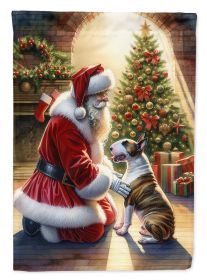 Bull Terrier and Santa Claus Garden Flag Mailbox Flag Decorative Yard Flag Banner Outside Patio Artwork Yard Flower Beds, Garden Size, Multicolor