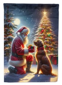 Chesapeake Bay Retriever and Santa Claus Garden Flag Mailbox Flag Decorative Yard Flag Banner Outside Patio Artwork Yard Flower Beds, Garden Size