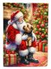 Norfolk Terrier and Santa Claus Garden Flag Mailbox Flag Decorative Yard Flag Banner Outside Patio Artwork Yard Flower Beds, Garden Size, Multicolor