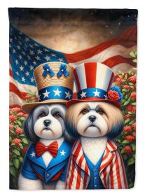 All American Lhasa Apso Garden Flag Mailbox Flag Decorative Yard Flag Banner Outside Patio Artwork Yard Flower Beds, Garden Size, Multicolor