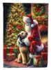 Irish Wolfhound and Santa Claus Garden Flag Mailbox Flag Decorative Yard Flag Banner Outside Patio Artwork Yard Flower Beds, Garden Size, Multicolor