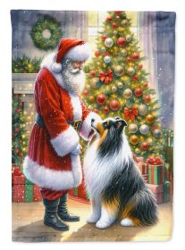 Collie and Santa Claus Garden Flag Mailbox Flag Decorative Yard Flag Banner Outside Patio Artwork Yard Flower Beds, Garden Size, Multicolor