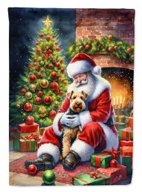 Lakeland Terrier and Santa Claus Garden Flag Mailbox Flag Decorative Yard Flag Banner Outside Patio Artwork Yard Flower Beds, Garden Size, Multicolor