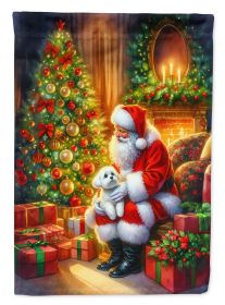 Maltese and Santa Claus Garden Flag Mailbox Flag Decorative Yard Flag Banner Outside Patio Artwork Yard Flower Beds, Garden Size, Multicolor