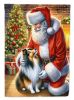 Sheltie and Santa Claus Garden Flag Mailbox Flag Decorative Yard Flag Banner Outside Patio Artwork Yard Flower Beds, Garden Size, Multicolor