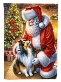 Sheltie and Santa Claus Garden Flag Mailbox Flag Decorative Yard Flag Banner Outside Patio Artwork Yard Flower Beds, Garden Size, Multicolor