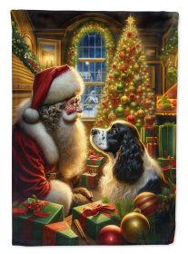 English Springer Spaniel and Santa Claus Garden Flag Mailbox Flag Decorative Yard Flag Banner Outside Patio Artwork Yard Flower Beds, Garden Size