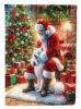 Samoyed and Santa Claus Garden Flag Mailbox Flag Decorative Yard Flag Banner Outside Patio Artwork Yard Flower Beds, Garden Size, Multicolor