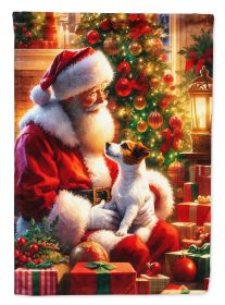 Jack Russell Terrier and Santa Claus Garden Flag Mailbox Flag Decorative Yard Flag Banner Outside Patio Artwork Yard Flower Beds, Garden Size