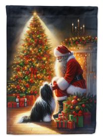 Tibetan Terrier and Santa Claus Garden Flag Mailbox Flag Decorative Yard Flag Banner Outside Patio Artwork Yard Flower Beds, Garden Size, Multicolor