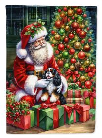 Cavalier Spaniel and Santa Claus Garden Flag Mailbox Flag Decorative Yard Flag Banner Outside Patio Artwork Yard Flower Beds, Garden Size, Multicolor