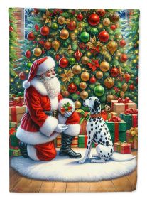 Dalmatian and Santa Claus Garden Flag Mailbox Flag Decorative Yard Flag Banner Outside Patio Artwork Yard Flower Beds, Garden Size, Multicolor