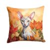Cornish Rex Cat in Fall Leaves Throw Pillow Machine Washable, Indoor Outdoor Decorative Pillow for Couch, Bed or Patio, 18Hx18W