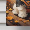 Shih Tzu Fall House Flag Large Porch Sleeve Pole Decorative Outside Yard Banner Artwork Wall Hanging, Polyester, House Size, Multicolor