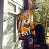 Shiba Inu Fall House Flag Large Porch Sleeve Pole Decorative Outside Yard Banner Artwork Wall Hanging, Polyester, House Size, Multicolor
