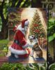 Bull Terrier and Santa Claus Garden Flag Mailbox Flag Decorative Yard Flag Banner Outside Patio Artwork Yard Flower Beds, Garden Size, Multicolor
