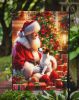 Jack Russell Terrier and Santa Claus Garden Flag Mailbox Flag Decorative Yard Flag Banner Outside Patio Artwork Yard Flower Beds, Garden Size