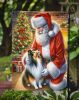 Sheltie and Santa Claus Garden Flag Mailbox Flag Decorative Yard Flag Banner Outside Patio Artwork Yard Flower Beds, Garden Size, Multicolor
