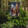 Chesapeake Bay Retriever and Santa Claus Garden Flag Mailbox Flag Decorative Yard Flag Banner Outside Patio Artwork Yard Flower Beds, Garden Size
