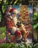 Brussels Griffon and Santa Claus Garden Flag Mailbox Flag Decorative Yard Flag Banner Outside Patio Artwork Yard Flower Beds, Garden Size, Multicolor