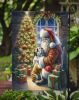 English Bulldog and Santa Claus Garden Flag Mailbox Flag Decorative Yard Flag Banner Outside Patio Artwork Yard Flower Beds, Garden Size, Multicolor