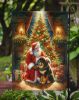 Tibetan Mastiff and Santa Claus Garden Flag Mailbox Flag Decorative Yard Flag Banner Outside Patio Artwork Yard Flower Beds, Garden Size, Multicolor