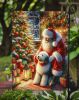 Old English Sheepdog and Santa Claus Garden Flag Mailbox Flag Decorative Yard Flag Banner Outside Patio Artwork Yard Flower Beds, Garden Size
