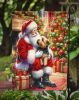 Norfolk Terrier and Santa Claus Garden Flag Mailbox Flag Decorative Yard Flag Banner Outside Patio Artwork Yard Flower Beds, Garden Size, Multicolor
