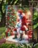 Samoyed and Santa Claus Garden Flag Mailbox Flag Decorative Yard Flag Banner Outside Patio Artwork Yard Flower Beds, Garden Size, Multicolor