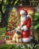 Wheaten Terrier and Santa Claus Garden Flag Mailbox Flag Decorative Yard Flag Banner Outside Patio Artwork Yard Flower Beds, Garden Size, Multicolor
