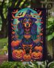 Longhair Black and Tan Dachshund Witchy Halloween Garden Flag Mailbox Flag Decorative Yard Flag Banner Outside Patio Artwork Yard Flower Beds