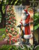 Greyhound and Santa Claus Garden Flag Mailbox Flag Decorative Yard Flag Banner Outside Patio Artwork Yard Flower Beds, Garden Size, Multicolor