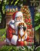 Tibetan Spaniel and Santa Claus Garden Flag Mailbox Flag Decorative Yard Flag Banner Outside Patio Artwork Yard Flower Beds, Garden Size, Multicolor