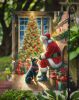 Lancashire Heeler and Santa Claus Garden Flag Mailbox Flag Decorative Yard Flag Banner Outside Patio Artwork Yard Flower Beds, Garden Size, Multicolor